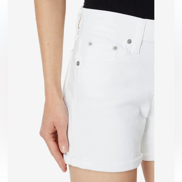 Levi's Strauss Women's Jean SHORTS Mid-Length Denim White Size 10 W 30 NWT Cuff - Picture 12 of 13